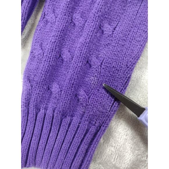 Ralph Lauren 100% Cotton Purple Cable Knit Sweater Size L Green Pony Logo - Picture 5 of 12